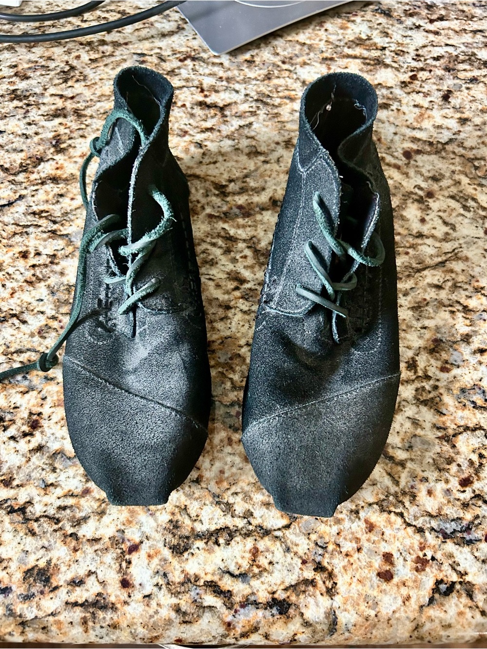 Toms Black Suede Lace-Up Ankle Boots